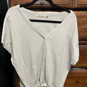 Liberty Love Women's Soft Gray Button-Down Top